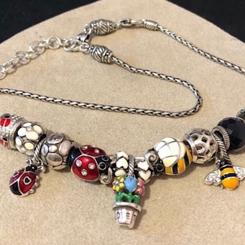Brighton big ladybug bead with crystals for spots Red & black enamel Retired - Picture 8 of 9